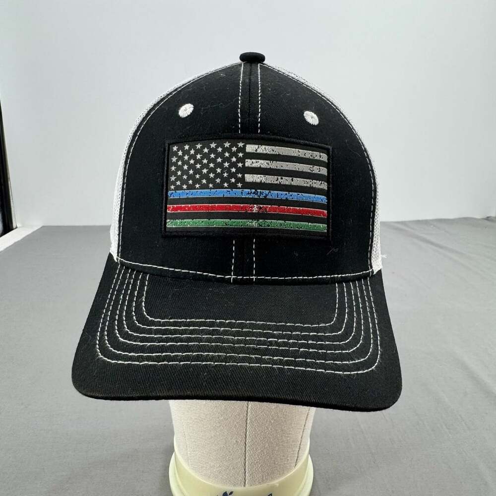 Justin Men's Front Line Flag Patch Mesh Snapback Ball Cap Hat Black Western